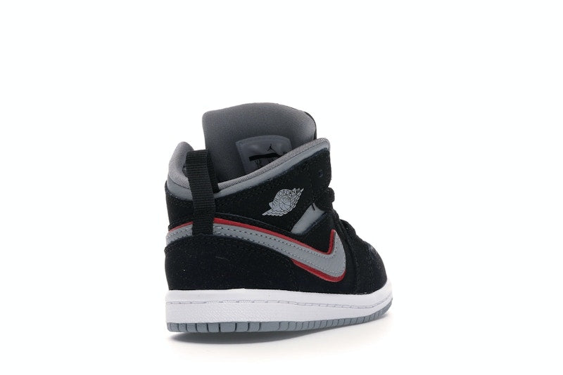 Jordan 1 Mid Black Particle Grey Gym Red (TD)
