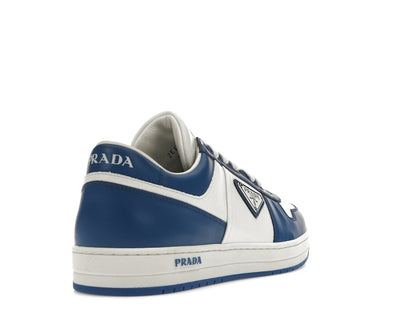 Prada Downtown Low Top Sneakers Leather White Cobalt Blue
