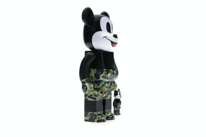 Bearbrick BAPE Mickey Mouse 100% & 400% Set Black/Green Camo