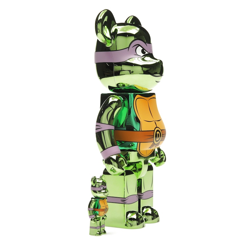 Bearbrick x Teenage Mutant Ninja Turtles Donatello 100% & 400% Set Chrome Ver.