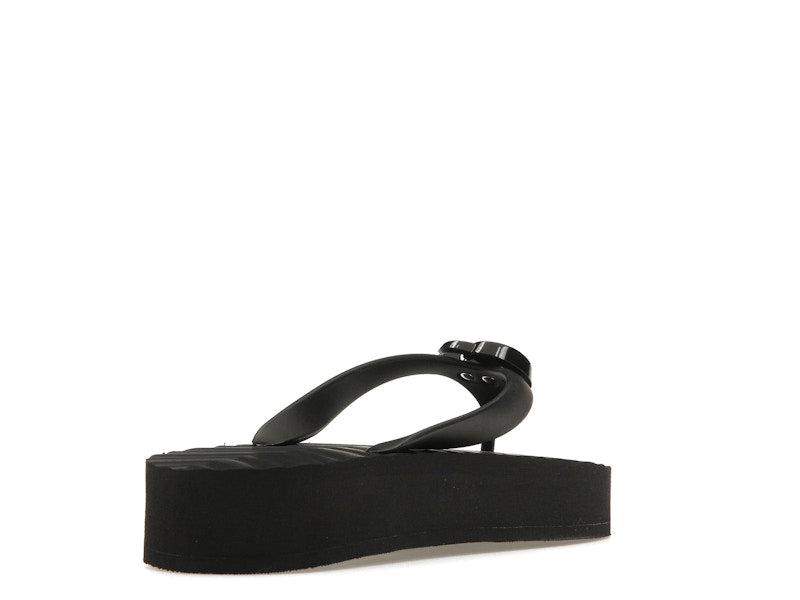 Gucci Chevron Thong Sandal Black Rubber
