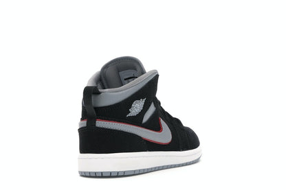 Jordan 1 Mid Black Particle Grey Gym Red (PS)