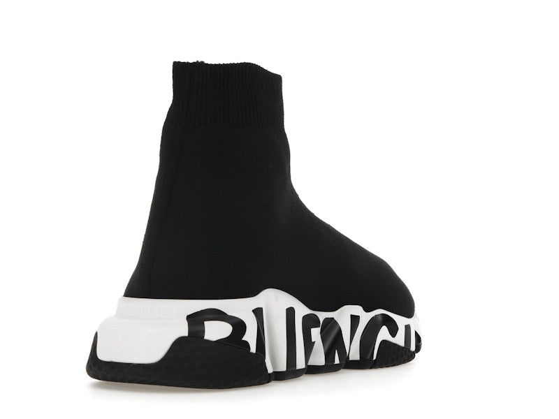 Balenciaga Speed Graffiti Trainers White Black Logo (Women's)