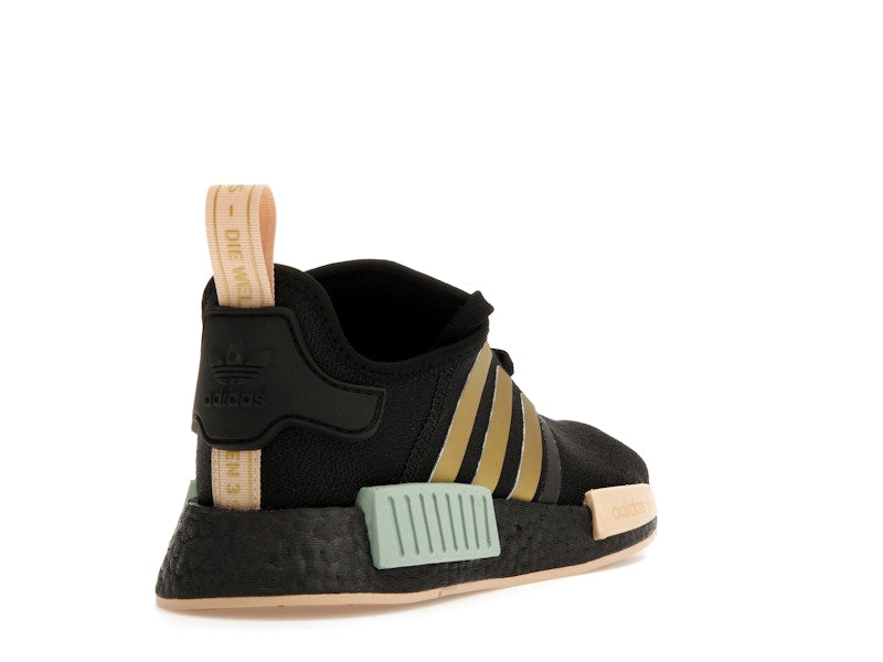 adidas NMD R1 Black Gold Metallic Halo Amber (Women's)