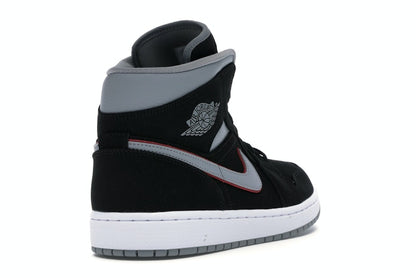Jordan 1 Mid Black Particle Grey Gym Red