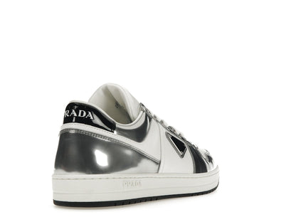 Prada Downtown Low Top Sneakers Leather White Silver
