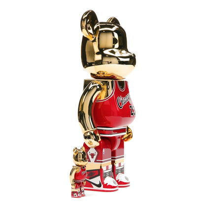 Bearbrick Michael Jordan 1985 Rookie Jersey 100% & 400% Set Gold Chrome