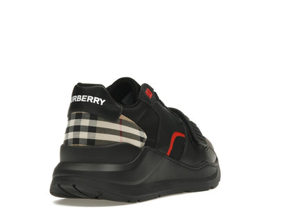 Burberry Check Suede Leather Sneakers Vintage Check-print Black