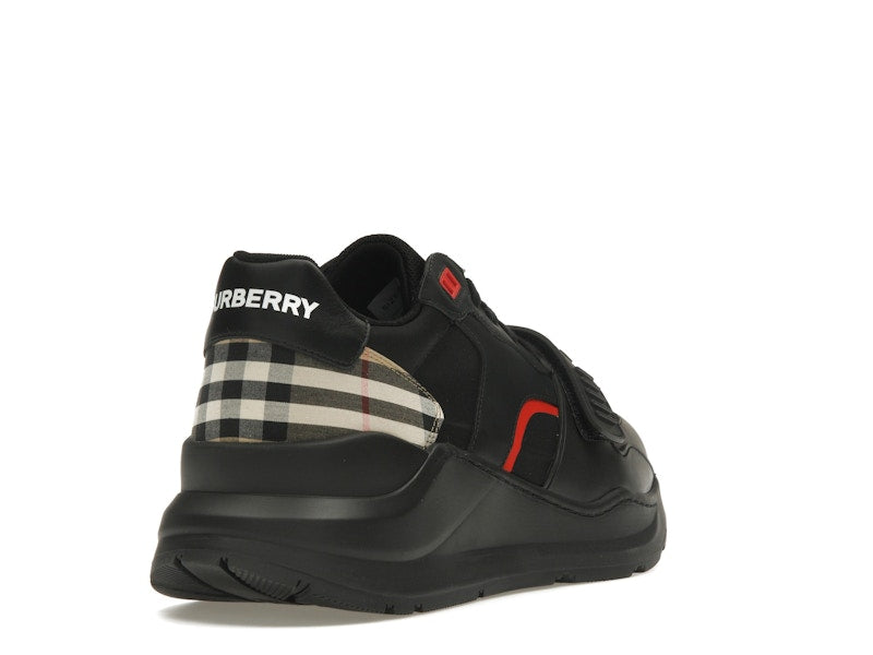 Burberry Check Suede Leather Sneakers Vintage Check-print Black