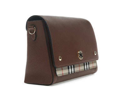 Burberry Vintage Check and Leather Note Crossbody Bag Tan