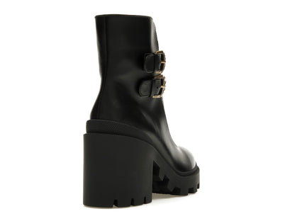 Gucci Buckles Ankle Boots Black Beige (Women's)
