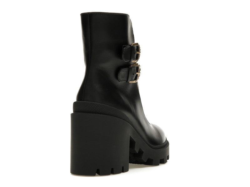 Gucci Buckles Ankle Boots Black Beige (Women's)