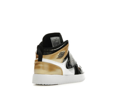Sky Jordan 1 Mid Black Metallic Gold White (PS)