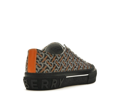 Burberry Monogram Pattern Low Top Black Orange Canvas