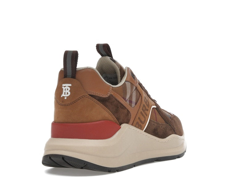 Burberry Check and Suede Sneakers Dark Birch Brown