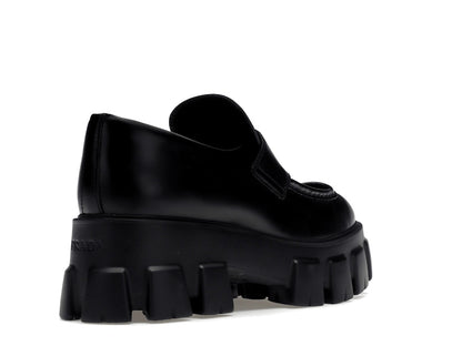 Prada Monolith 55mm Loafer Black Brushed Leather