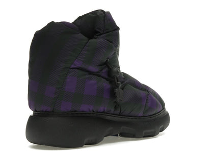 Burberry Check Pillow Boot Black Purple