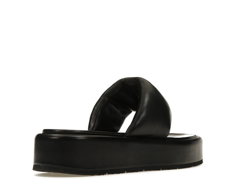 Prada Soft Padded 35mm Thong Wedge Sandals Black Nappa Leather