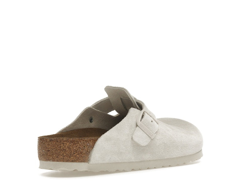 Birkenstock Boston Soft Footbed Suede Antique White