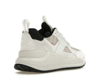 Burberry Logo Print Leather, Suede and Check Mesh Sneakers Archive Beige White (Women's)