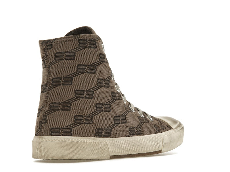 Balenciaga Paris High Top BB Monogram Dark Beige Brown