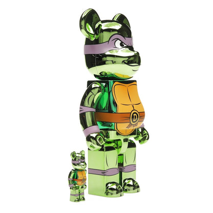 Bearbrick x Teenage Mutant Ninja Turtles Donatello 100% & 400% Set Chrome Ver.