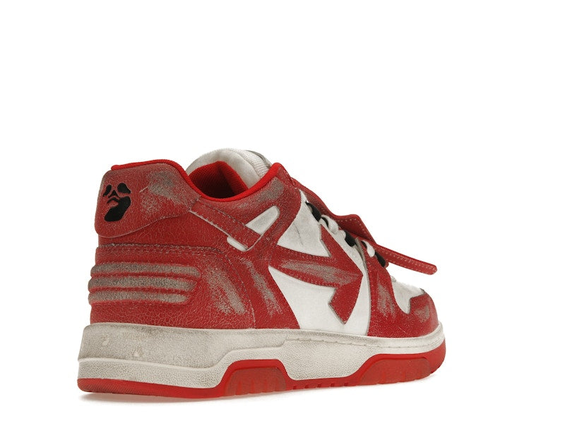 OFF-WHITE Out Of Office OOO Low Tops Red White Vintage Distressed Leather