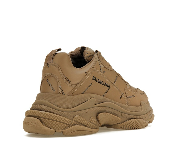 Balenciaga All Over Logo Triple S Beige