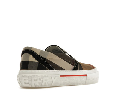 Burberry Slip On Sneakers Exaggerated Check Birch Brown White