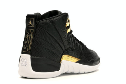 Jordan 12 Retro Black Metallic Gold White (Women's)