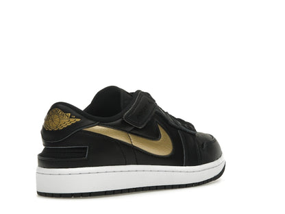 Jordan 1 Low FlyEase Black White Metallic Gold