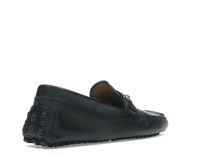 Gucci Ayrton Webbing-Trimmed Horsebit Leather Driver Loafers Black