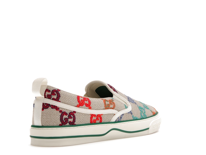 Gucci Tennis 1977 Slip On GG Logo White Multi