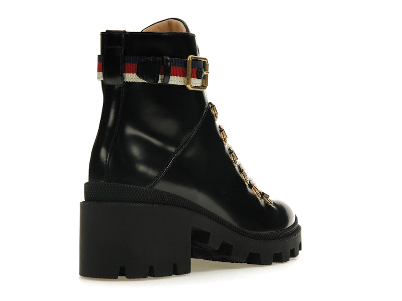 Gucci Sylvie Web 55mm Ankle Boot Black Leather