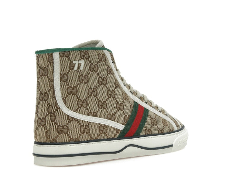 Gucci Tennis 1977 Canvas High Top Beige GG Print