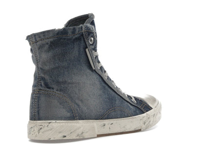 Balenciaga Paris High Top Blue Destroyed Denim