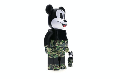 Bearbrick BAPE Mickey Mouse 100% & 400% Set Black/Green Camo