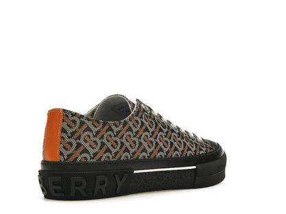 Burberry Monogram Pattern Low Top Black Orange Canvas