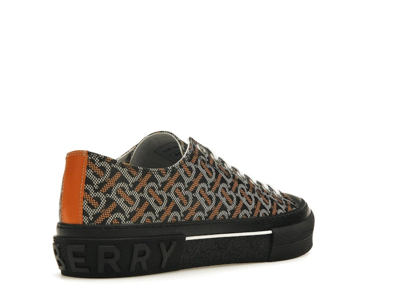 Burberry Monogram Pattern Low Top Black Orange Canvas