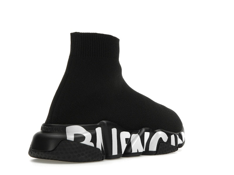 Balenciaga Speed Graffiti Trainers Black White Logo (Women's)