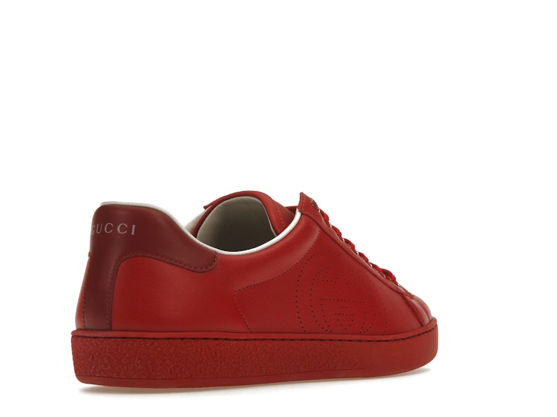 Gucci Ace Perforated Interlocking G Red
