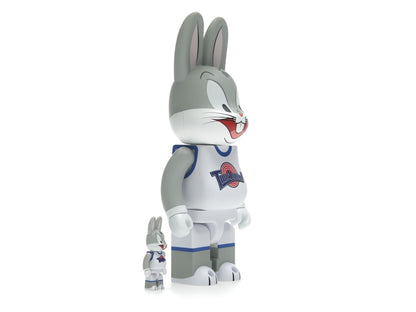 Bearbrick x Space Jam Rabbrick Bugs Bunny 100% & 400% Set Grey