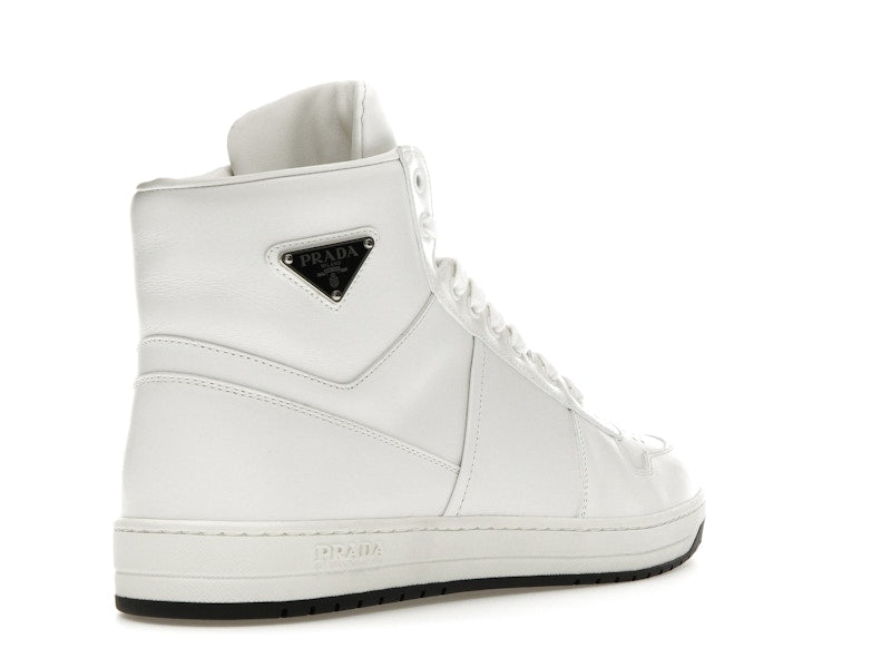 Prada Downtown High Top Sneakers Leather White White Black