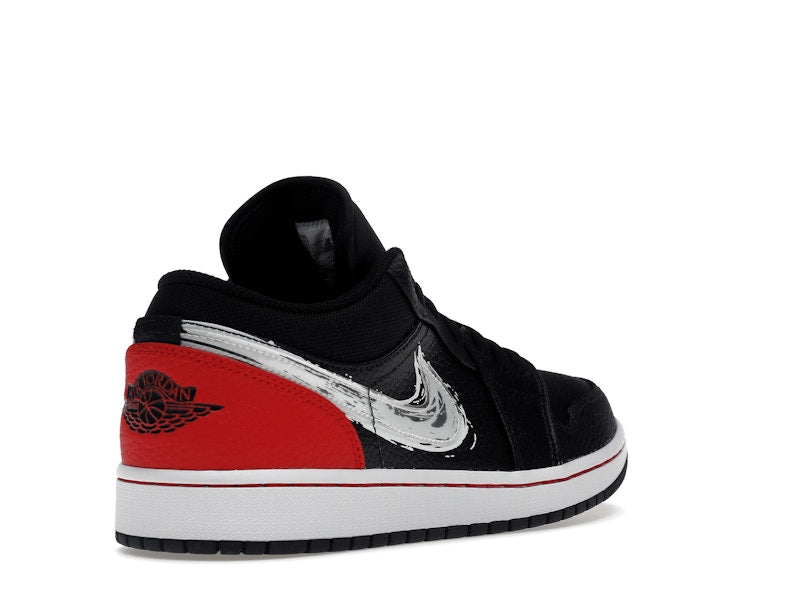 Jordan 1 Low Brushstroke Swoosh Black