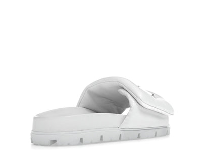 Prada Soft Padded 20mm Slide Sandal White Nappa Leather