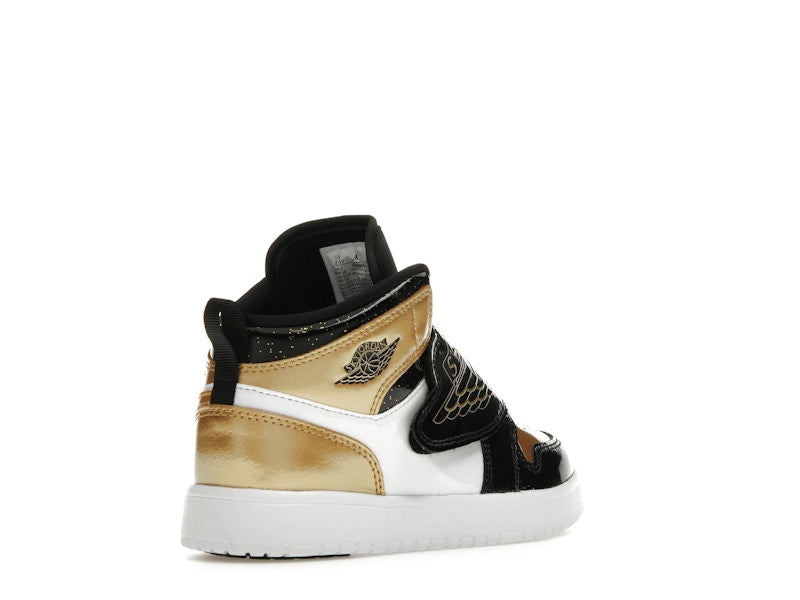 Sky Jordan 1 Mid Black Metallic Gold White (PS)