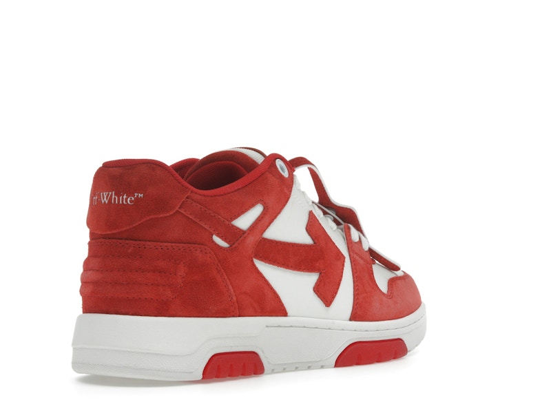 OFF-WHITE Out Of Office "OOO" Low Tops Brick Red White Suede
