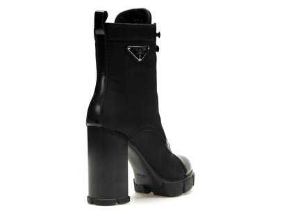 Prada 110 mm Nylon Booties Black Brushed Leather
