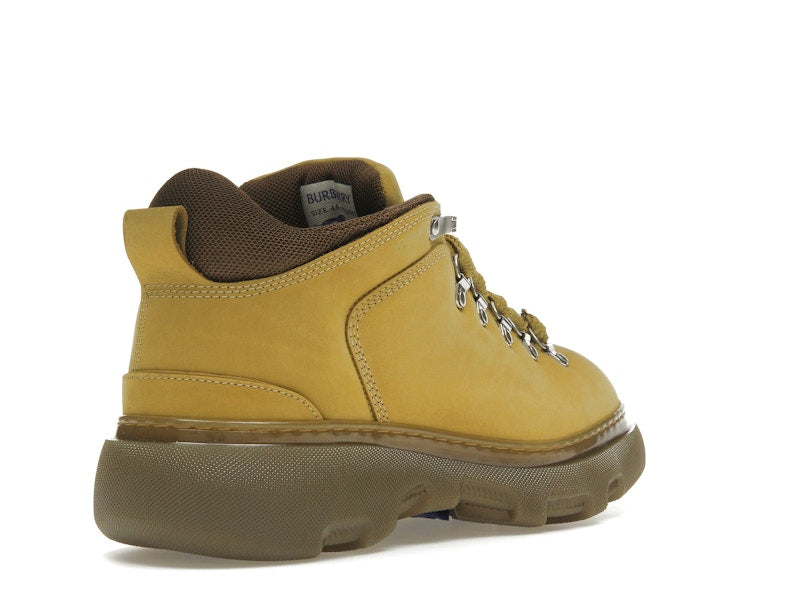 Burberry Lace Up Leather Ankle Boot Mustard Yellow