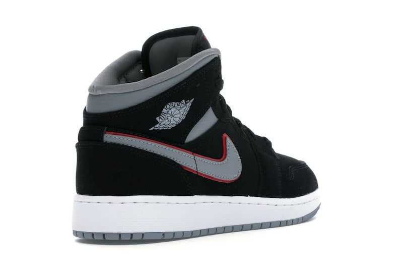 Jordan 1 Mid Black Particle Grey Gym Red (GS)